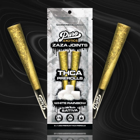 (BOX OF 10) 2-PK ZAZA THCA JOINTS - White Rainbow